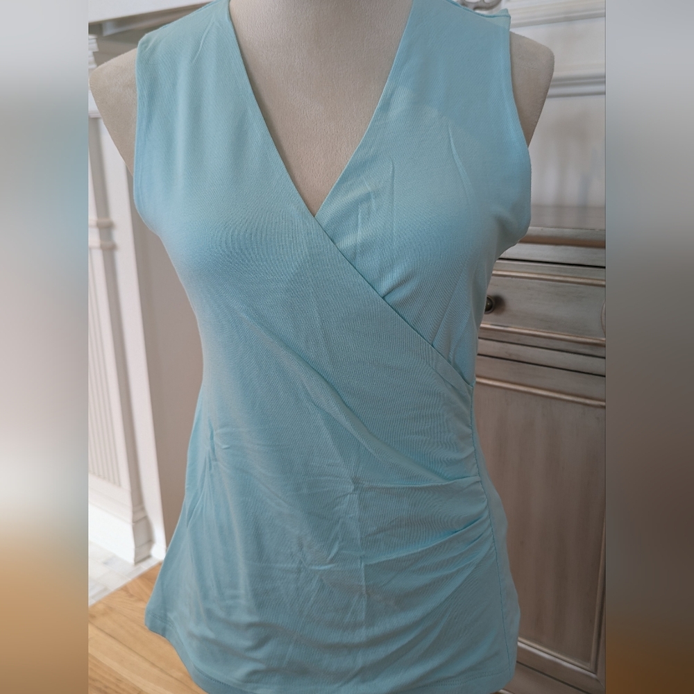Soft Surroundings Aqua Sleeveless Wrap Style Tank Top